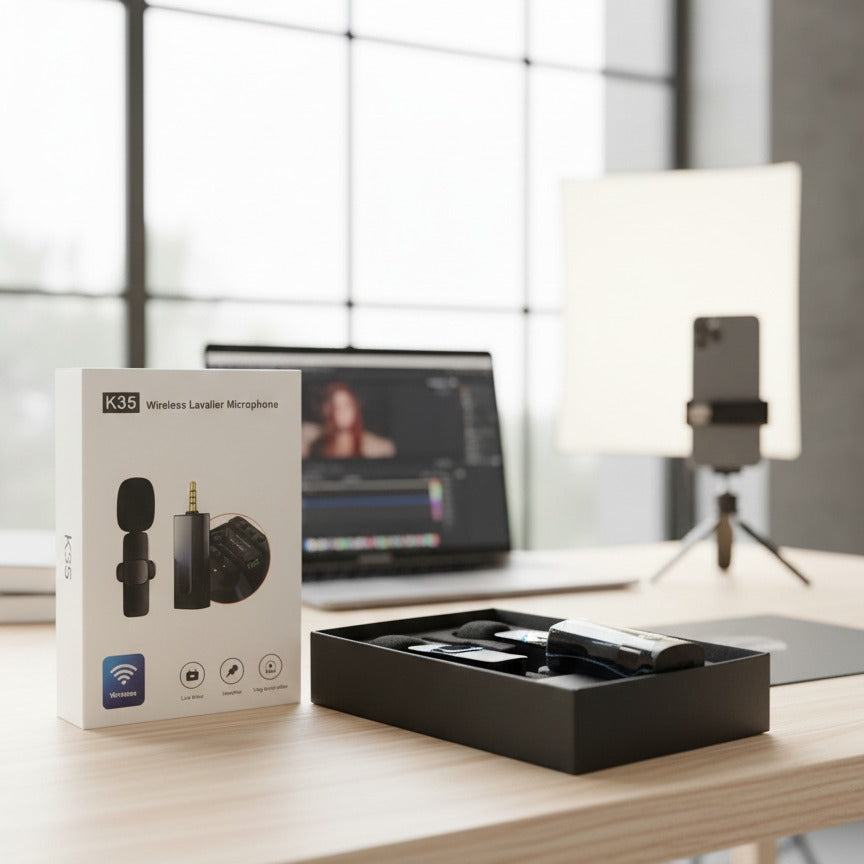 K35 Double Mic | Wireless Microphone 🎤 | Good Sound Quality | Long Battery 🔋 Time | Portable