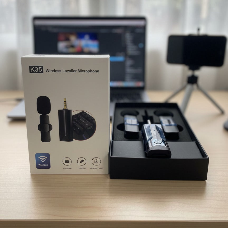 K35 Double Mic | Wireless Microphone 🎤 | Good Sound Quality | Long Battery 🔋 Time | Portable